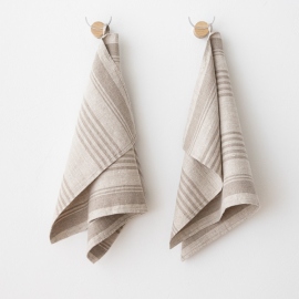 Set of 2 Hand and Guest Towels Natural Linen Linum