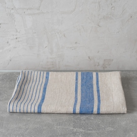 Set of 2 Natural Blue Striped Linen Hand and Guest Towels Provence