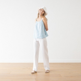 Washed Linen Tank Top Blue Alice 