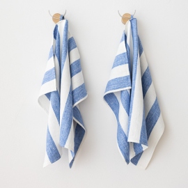 Blue Linen Bath Towels Set Philippe