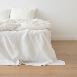 Off White Washed Bed Linen Duvet Crushed