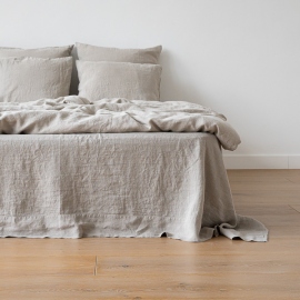 Natural Washed Bed Linen Crushed Fitted Sheet Deep Pocket 