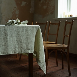 Stone Washed Aloe Green Linen Tablecloth