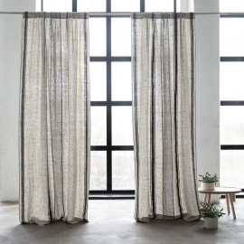 Linen Rod Pocket Curtain Panel Black Provence 