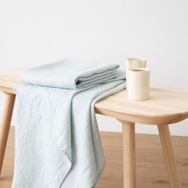 Set of 2 Ice Blue Linen Tea Towels Terra