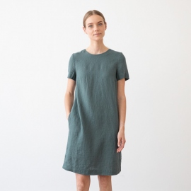 Balsam Green Linen Dress Nora