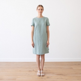 Moss Green Linen Dress Isabella