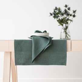 Stone Washed Balsam Green Linen Tablecloth