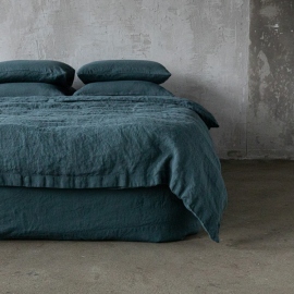 Balsam Green Washed Bed Linen Stone Washed  Flat Sheet
