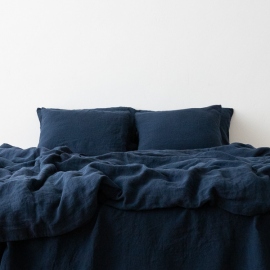 Navy Blue Stone Washed Bed Linen Duvet