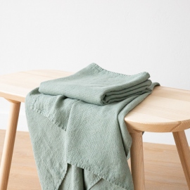 Set of 2 Stone Washed Linen Tea Towels Spa Green