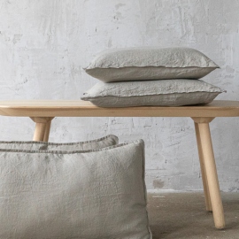 Taupe Linen Cushion Cover Stone Washed 