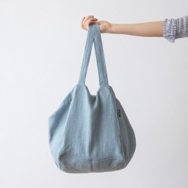 Linen Beach Bag Stone Blue Stone Washed