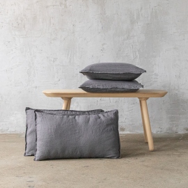 Steel Grey Linen Cushion Cover Stone Washed