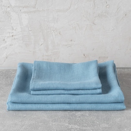 Stone Blue Linen Bath Towels Set Lara