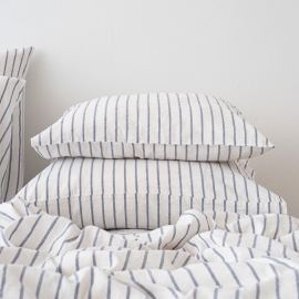 Indigo Washed Bed Linen Pillow Case Stripe 