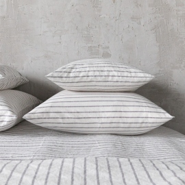 Graphite Washed Bed Linen Pillow Case Stripe 