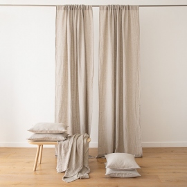 Natural Stone Washed Rod Pocket Linen Curtain Panel