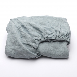 Stone Blue Linen Deep Fitted Sheet Stone Washed Rhomb