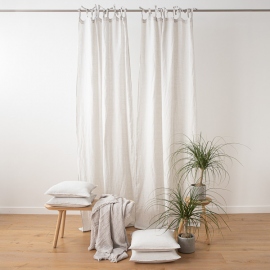 Silver Stone Washed Rhomb Linen Curtain Panel with Ties