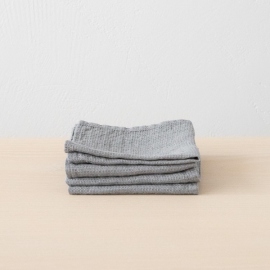 Graphite Linen Bath and Hand Towels Set Washed Waffle