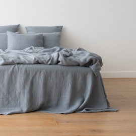 Washed Bed Linen Flat Sheet Slate Blue