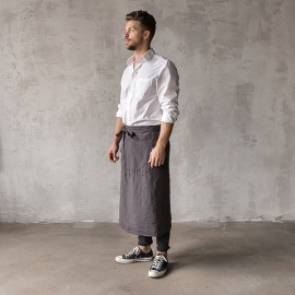 Washed Linen Men's Chef's Apron Grey