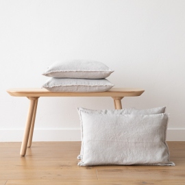 Linen Cushion Cover Silver Terra Fringe