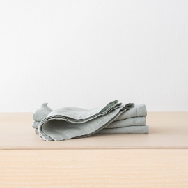 Stone Washed Sea Foam Linen Tablecloth