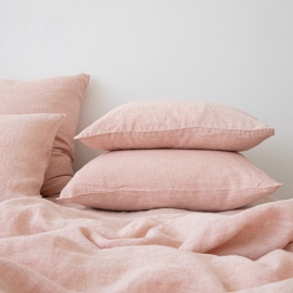 Washed Bed Linen Pillow Case Melange Rosa