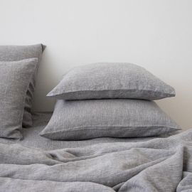 Washed Bed Linen Pillow Case Melange Graphite