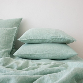 Washed Bed Linen Pillow Case Melange Mint