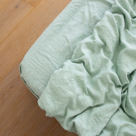 Washed Bed Linen Fitted Sheet Melange Mint