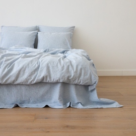 Washed Bed Linen Duvet Pinstripe Blue