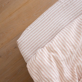Washed Bed Linen Fitted Sheet Ticking Stripe Rosa