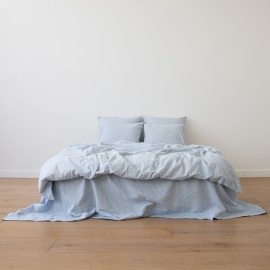 Washed Bed Linen Set Pinstripe Blue