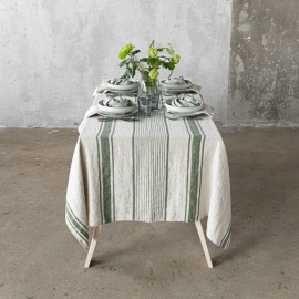 Linen Tablecloth Forest Green Natural Provence
