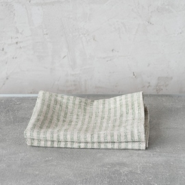 Set of 2 Forest Green Natural Linen Hand  Towels Brittany
