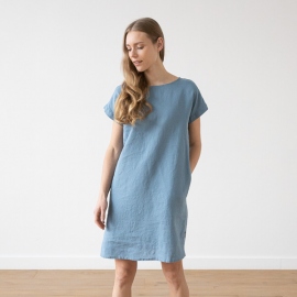 Smoke Blue Linen Dress Luisa - Linen 