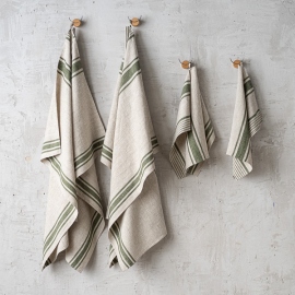 Forest Green Linen Towels Set Provence