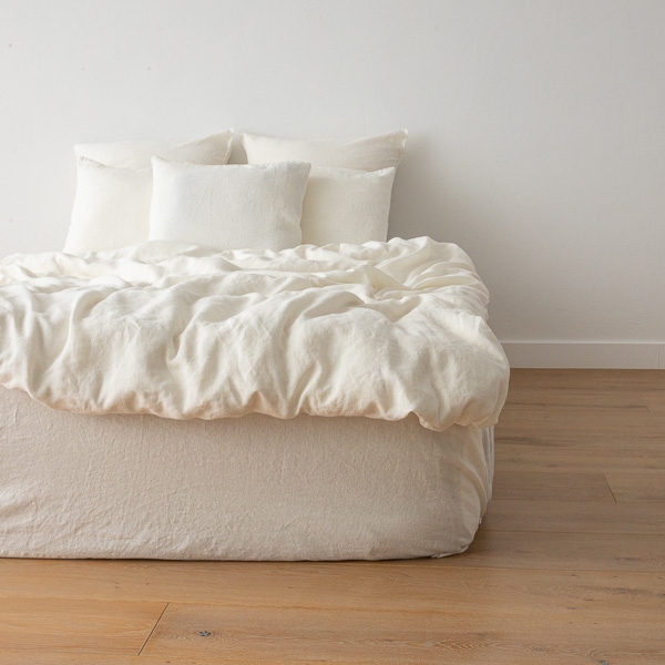 Off White Washed Bed Linen Duvet, Off White Linen Duvet Cover Set