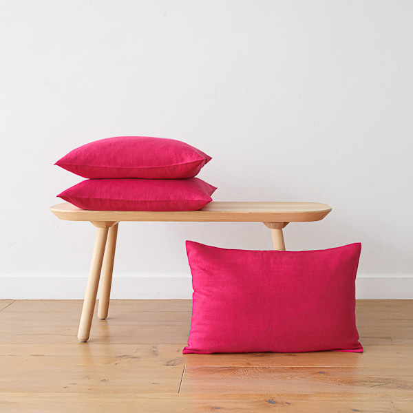 Pudebetræk i hør, Bright Pink, Lara