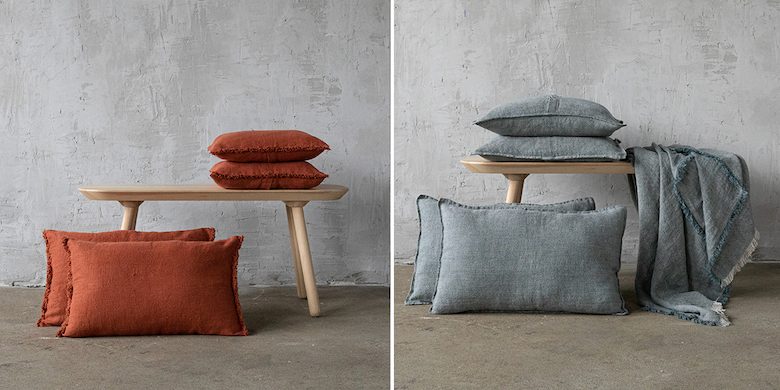 Rustico linen cushions in warm autumn colours