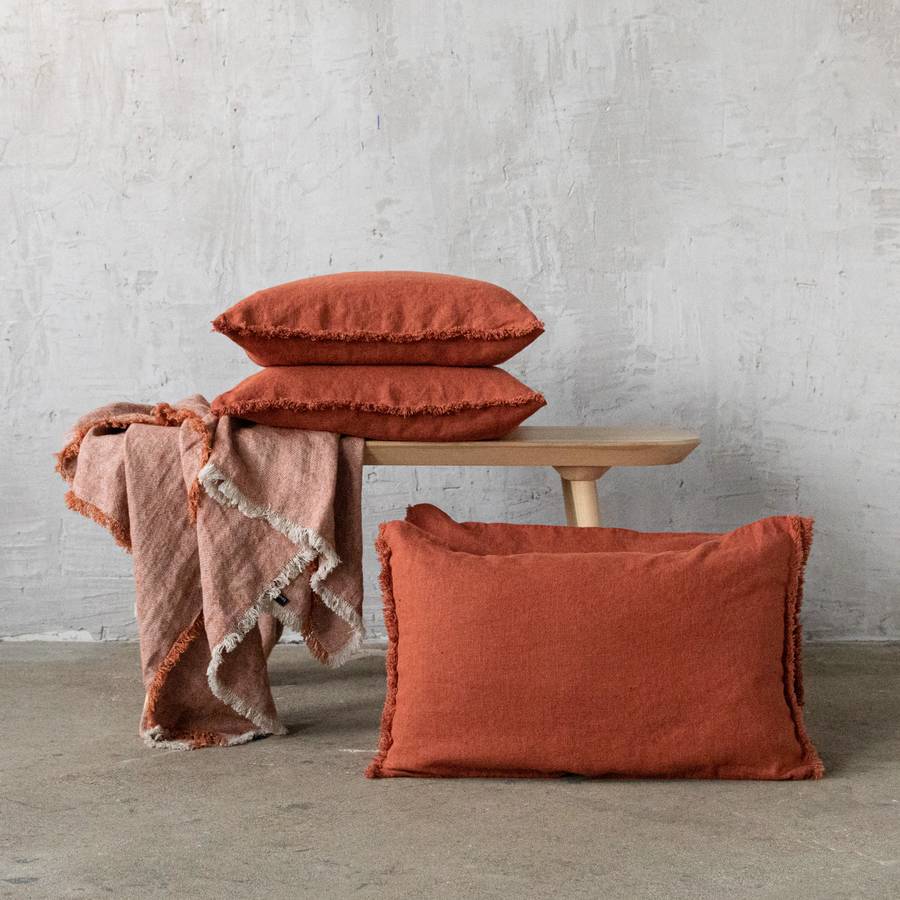 Terra fringe cushion brick