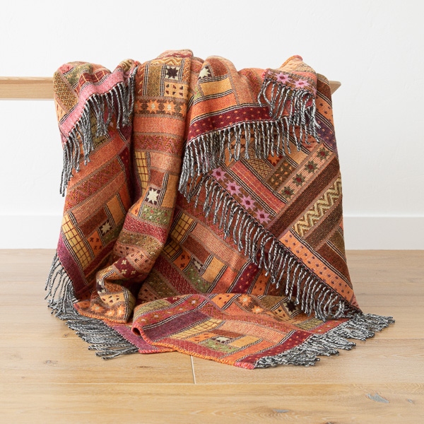 Red Orange Merino Wool Throw Marta