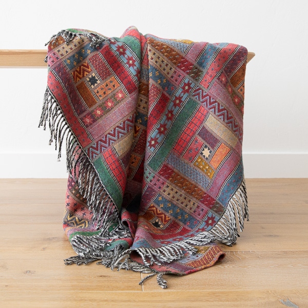 Red Green Merino Wool Throw Marta