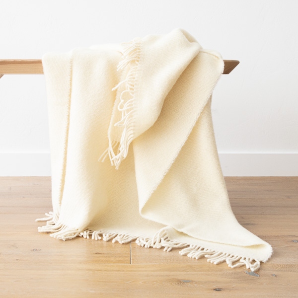 Ivory Pure New Wool Throw Paula