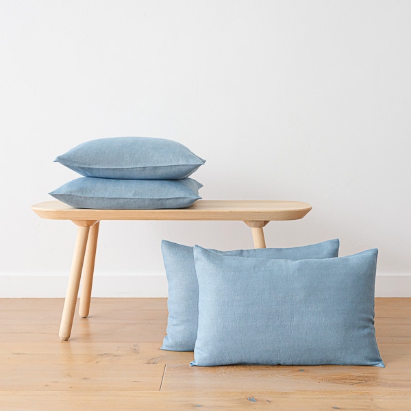 Stone Blue Linen Cushion Cover