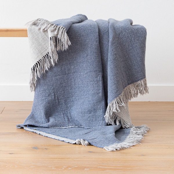 Denim Extra Fine Merino Wool Throw Marcus