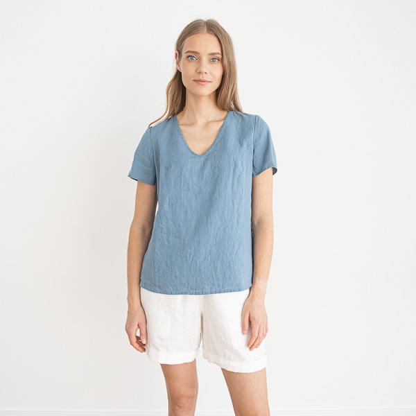 v neck linen blouse